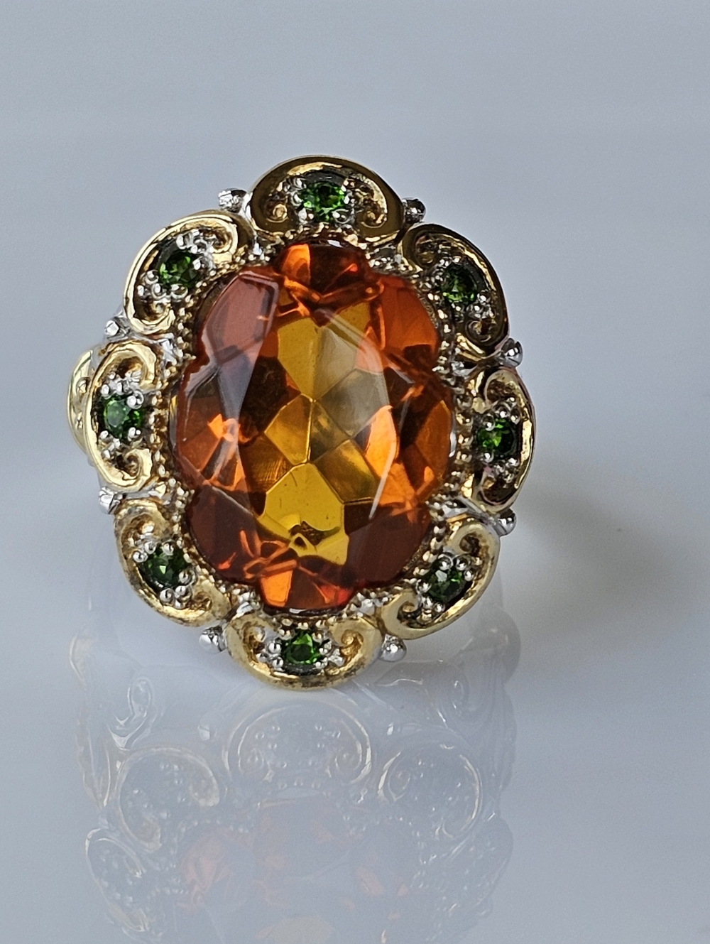 Retired Rare Gems En Vogue Rio Grande Citrine & Tsavorite Garnet Ring Size 7.5 - Picture 10 of 12